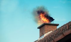 Chimney with a fire coming out