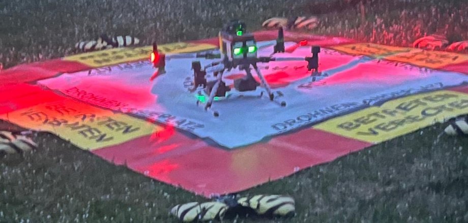 Einsatzkraft der Feuerwehr mit Atemschutzmaskeliegenden Baum